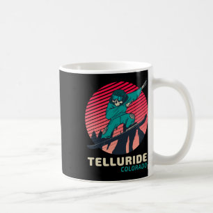 Vintage Retro Snowboarding Skeleton Telluride Colo Coffee Mug