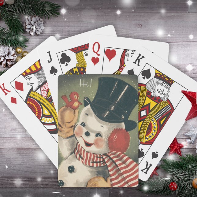 Vintage Retro Snowman Christmas Holiday Playing Cards (Vintage Retro Snowman Christmas Holiday Poker Cards)