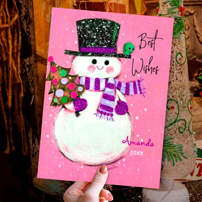 Vintage retro snowman Christmas new year Holiday Card (Creator Uploaded)
