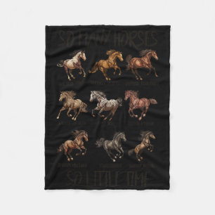 Vintage Retro So Many Horse So Little Time Fleece Blanket
