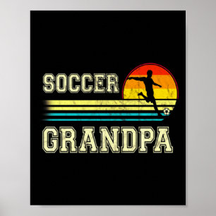 Vintage Retro Soccer Grandpa For Sunset T Shirt  Poster