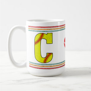 Vintage Retro Softball Letter C Typography Coffee Mug