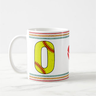 Vintage Retro Softball Letter O Old School Coffee Mug