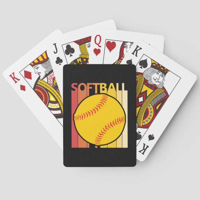 Vintage Retro Softball Playing Cards (Back)