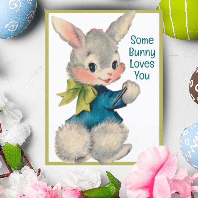 Vintage Retro Some Bunny Loves You  Holiday Postcard (Creator Uploaded)