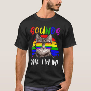 Vintage Retro Sounds Gay Pride Lgbt Matching Cat T-Shirt