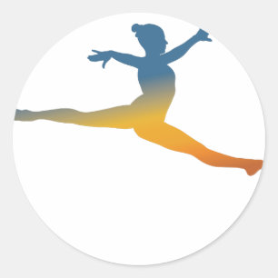 Vintage retro split jump girl gymnastics gifts classic round sticker