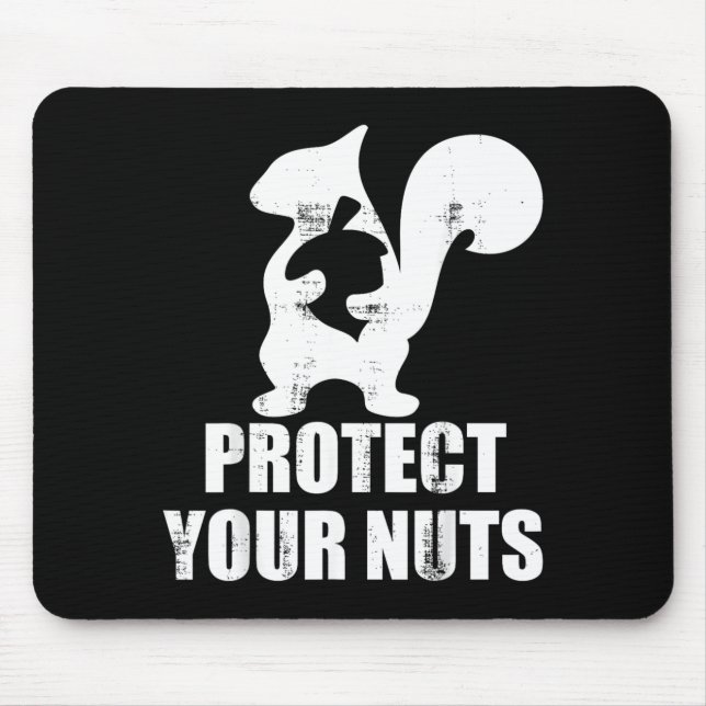 Vintage Retro Squirrel Protect Nuts Funny Mouse Mat (Front)