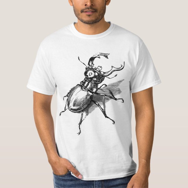 Vintage retro stag beetle scientific illustration  T-Shirt (Front)