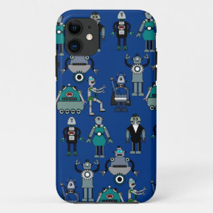 Vintage Retro Steampunk Robots - geek design iPhone 11 Case