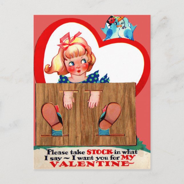 Vintage Retro Stockade Valentine Card (Front)