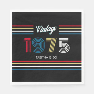 Vintage Retro Stripe 1975 Primary Colours Napkin