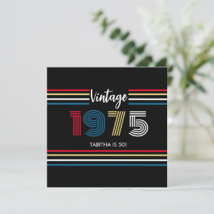 Vintage Retro Stripe 1975 Primary Colours Thank You Card