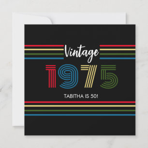 Vintage Retro Stripe 1975 Primary Colours Thank You Card