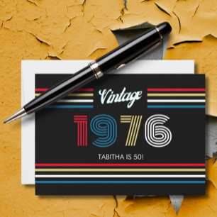 Vintage Retro Stripe 1976 50th Birthday or Reunion Invitation