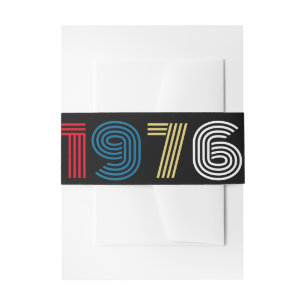 Vintage Retro Stripe 1976 50th birthday or Reunion Invitation Belly Band