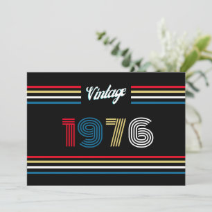 Vintage Retro Stripe 1976 50th Birthday Thank You Invitation