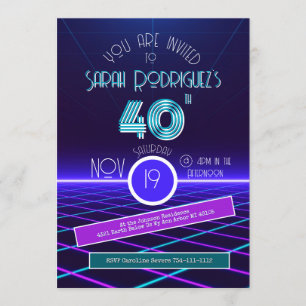 Vintage Retro Stripe 1986 80's Photo 40th Birthday Invitation