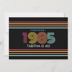 Vintage Retro Stripe Cassette Neon Colours 1985 Invitation