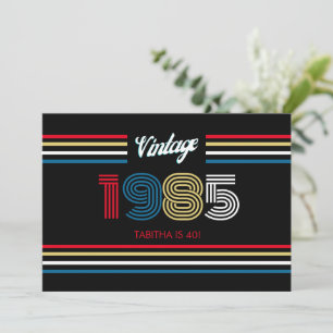 Vintage Retro Stripe Cassette Primary Colours Invitation
