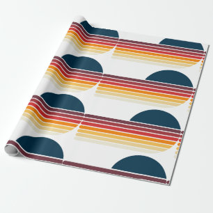 Vintage Retro Stripe Sun Birthday Wrapping Paper