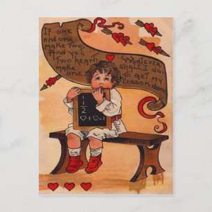 Vintage Retro Student Learning Love Valentine Card