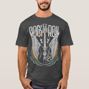 Vintage Retro Style 80s Rock Roll Music Guitar T-Shirt