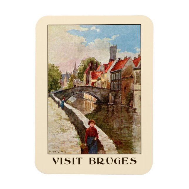 Vintage retro style Bruges travel ad Magnet (Vertical)