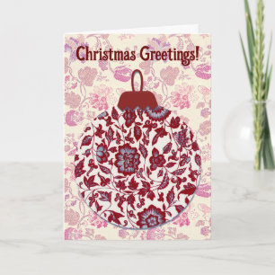 Vintage Retro Style Christmas Ornament Card