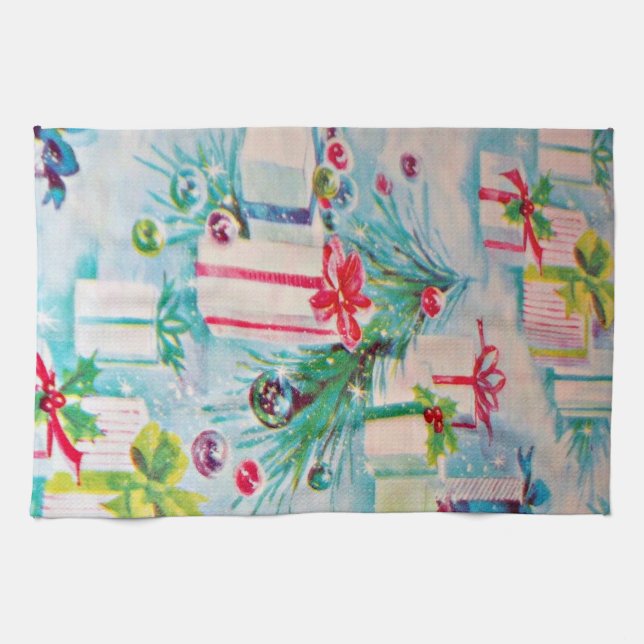 Vintage Retro Style Christmas Towel Presents (Horizontal)