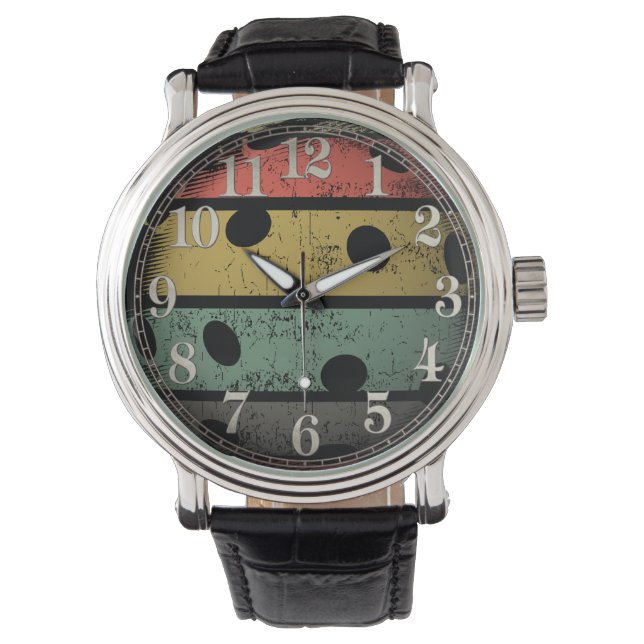 Vintage Retro Style Distressed Pickleball Art Watch (Front)