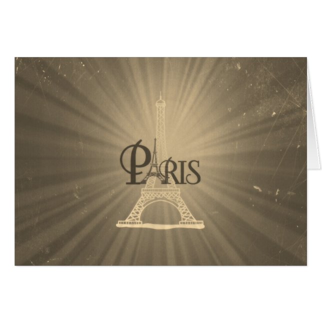 Vintage Retro Style Eiffel Tower Paris Grey Sepia (Front Horizontal)