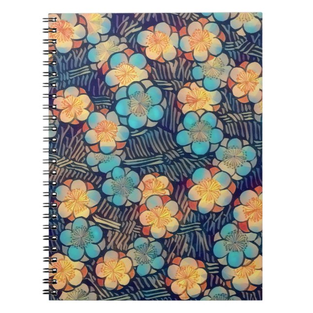 Vintage Retro Style Floral Spiral Notebook (Front)