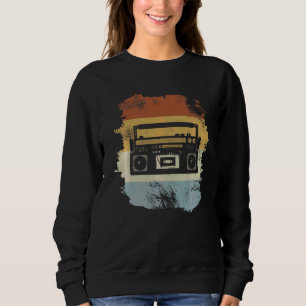 Vintage Retro Style Ghetto Blaster Cassette Record Sweatshirt