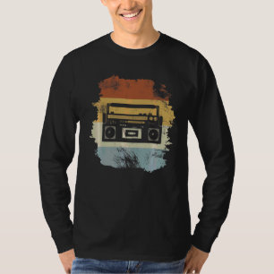 Vintage Retro Style Ghetto Blaster Cassette Record T-Shirt