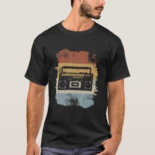Vintage Retro Style Ghetto Blaster Cassette Record T-Shirt
