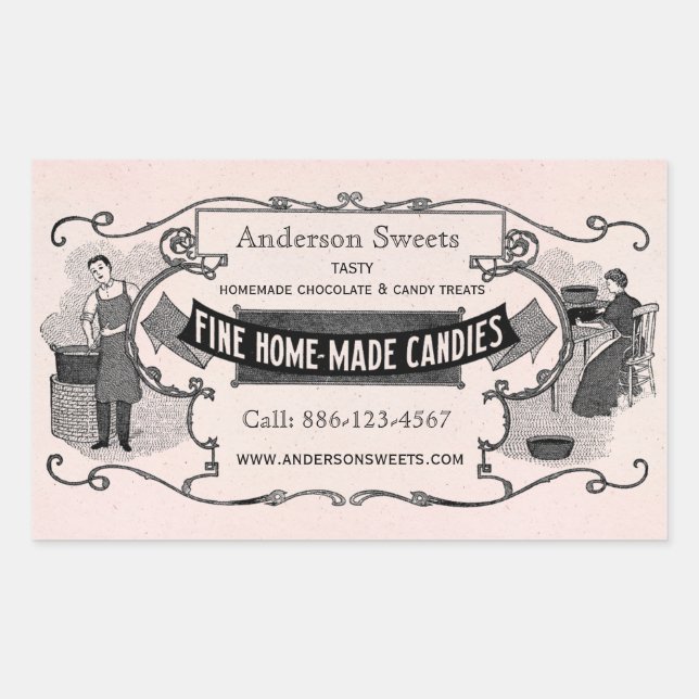 Vintage Retro Style Homemade Candy Custom Labels (Front)