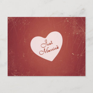 Vintage Retro Style Just Married On Antique Red Announcement Postcard