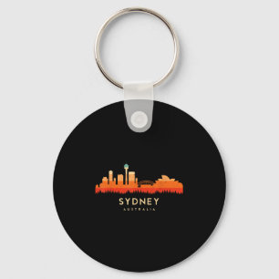 Vintage Retro Style Landscape Sun Skyline Sydney A Key Ring