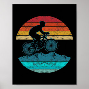 Vintage Retro Style Mountain Bikers Biking Gift Poster