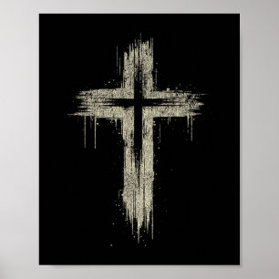 Vintage Retro Style Nge Christian Cross Poster