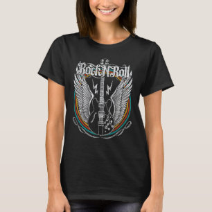Vintage Retro Style Rock & Roll Guitar Wings Music T-Shirt