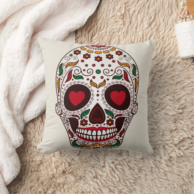 Vintage Retro Style Skull & Crossbones Cobweb Cushion (Blanket)