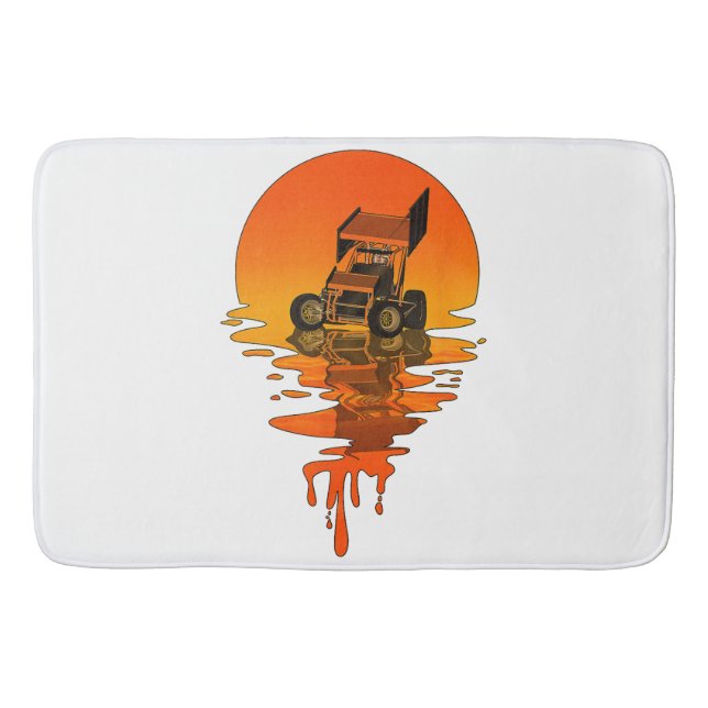 Vintage Retro Style Sprint Car Racing Bath Mat (Front)
