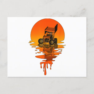 Vintage Retro Style Sprint Car Racing Holiday Postcard