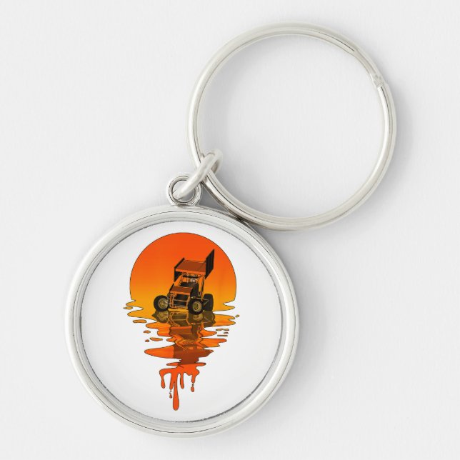 Vintage Retro Style Sprint Car Racing Key Ring (Front)