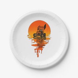 Vintage Retro Style Sprint Car Racing Paper Plate