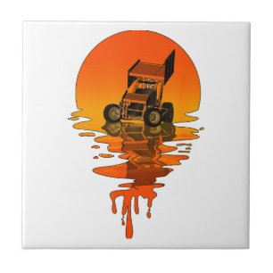 Vintage Retro Style Sprint Car Racing Tile