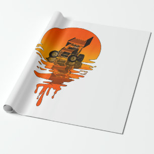 Vintage Retro Style Sprint Car Racing Wrapping Paper