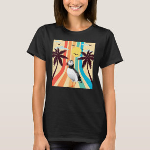 Vintage Retro Style Summer Sunset Sea bird Atlanti T-Shirt